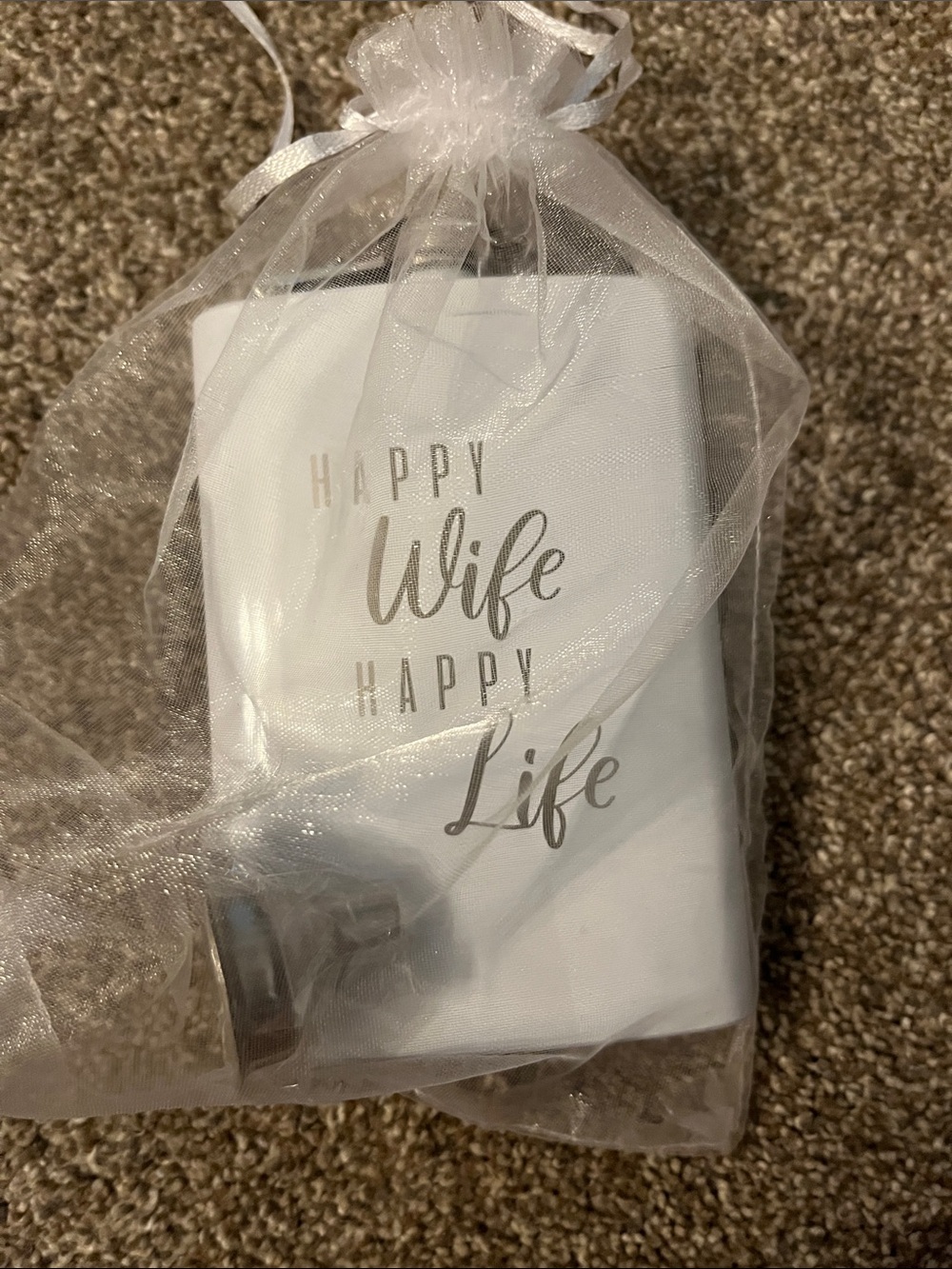 "Happy Wife Happy Life" White Decorative flask